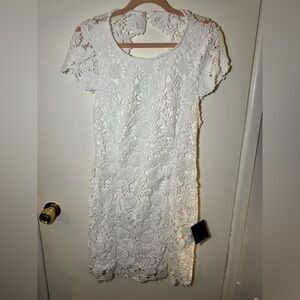 Lulu's White Floral Lace Dress